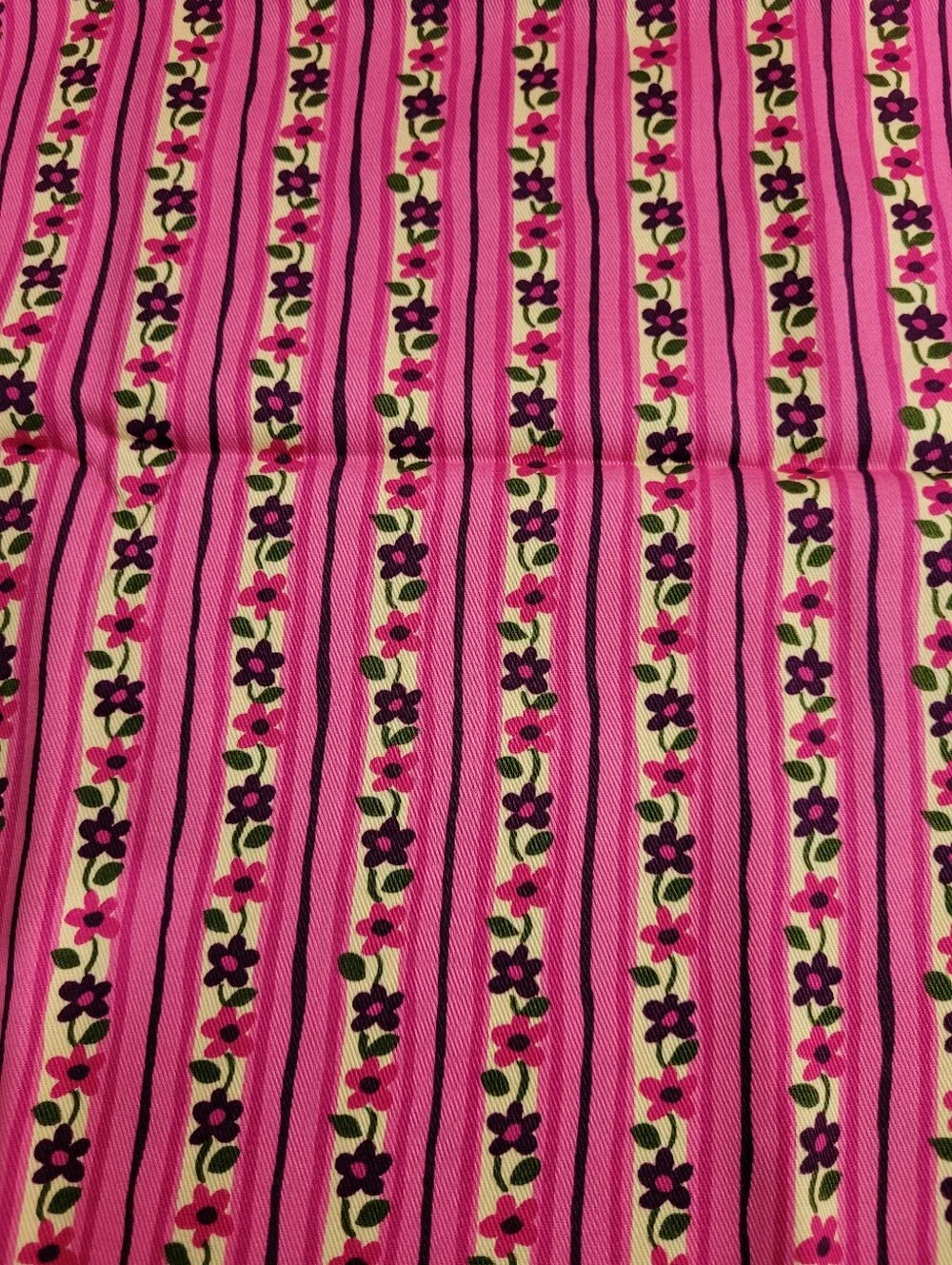Pink Floral Stripe Sewing Fabric Unbranded (1497)